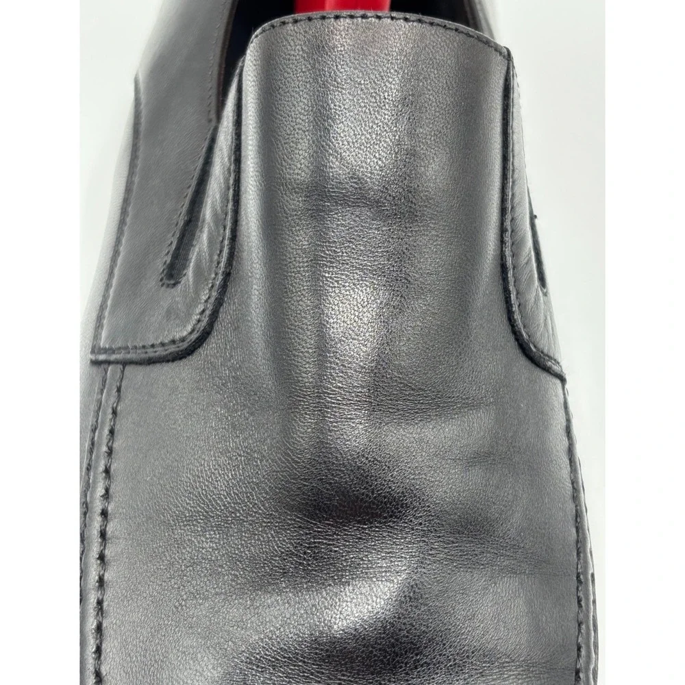 Monte Rosso Loafers Dress Shoes Mens Size 10 Black Leather Slip On Made in Italy
